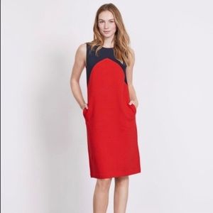 Boden Ottoman shift dress size 2 red/blue color block EUC
